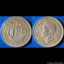 1/2 penny George VI (avec "IND:IMP.") 1941