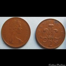 2 new pence Elizabeth II (2ème effigie) 1971