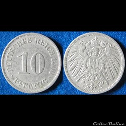10 pfennig Wilhelm II (type 2, gand aigle) 1900 A
