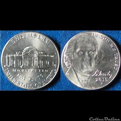 5 cents Jefferson (nickel, retour a Monticello) 2015 P