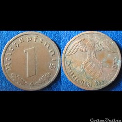 1 reichspfennig (bronze) 1939 A