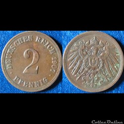 2 pfennig Wilhelm II (type 2, grand aigle) 1907 A