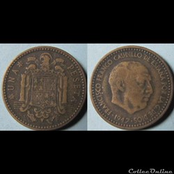 1 peseta Franco (1ère effigie) 1947 (49)