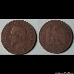 10 centimes NAPOLEON III (tête nue) 1855