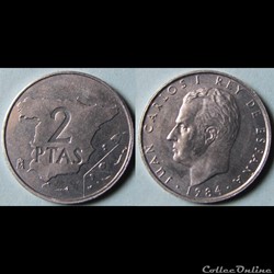 2 pesetas Juan Carlos Ier 1984
