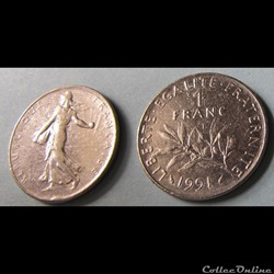 1 franc SEMEUSE 1991