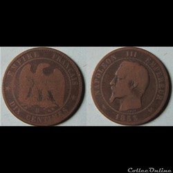 10 centimes NAPOLEON III (tête nue) 1853