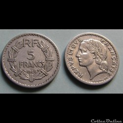 5 francs LAVRILLIER, aluminuim 1946