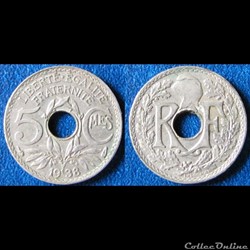 5 centimes Lindauer (petit module) 1938