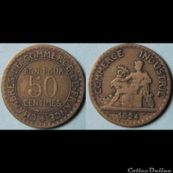 50 centimes Chambres de commerce de France (4 fermé) 1924