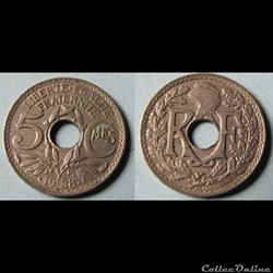 5 centimes LINDAUER, maillechort 1938