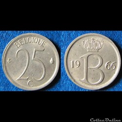 25 centimes Baudouin Ier (fr) 1966