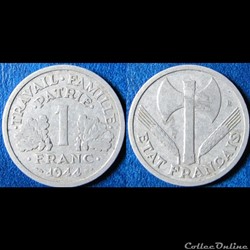 1 franc Francisque (légère) 1944