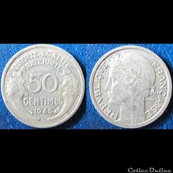 50 centimes Morlon (légère) 1945 B