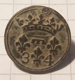 Bouton 34e R troupes à pied Prince d'Orléans 1775
