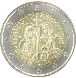 2 Euros Commémo. SLOVAQUIE 2013 - Apôtres Cyrille et Méthode