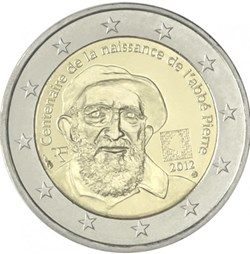 2 Euros Commémo. FRANCE 2012 - Abbé Pierre