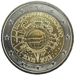 2 Euros Commémo. Allemagne 2012 - 10 ans de l'Euro