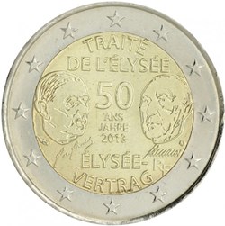 2 Euros Commémo. FRANCE 2013 - Traité de l'Elysée