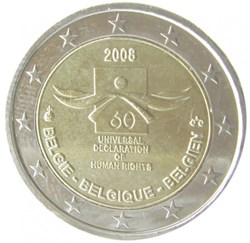 2 Euros Commémo. Belgique 2008 - Droits de l'homme