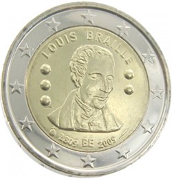 2 Euros Commémo. Belgique 2009 - Louis Braille