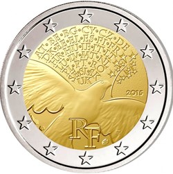 2 Euros Commémo. FRANCE 2015 - Paix en Europe