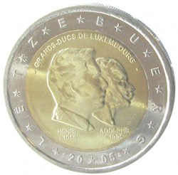2 Euros Commémo. LUXEMBOURG 2005 - Grands-Ducs Henri et Adolphe