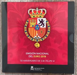 Coffret Euro Annuel Espagne 2018, 50e anniversaire du roi Felipe VI, BU