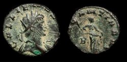 ROME GALLIEN  ABVNDANTIA AVG/ B champ gauche   GALLIENUS AVG