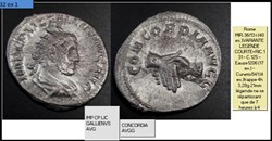 ROME GALLIEN CONCORDIA AVGG IMP CP LIC GALLIENVS AVG