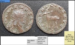ROME GALLIEN DIANAE CONS AVG cerf a gauche x en exergue GALLIENVS AVG