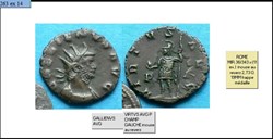 ROME GALLIEN VIRTVS AVG P CHAMP GAUCHE incuse au revers GALLIENUS AVG