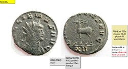 ROME GALLIEN DIANAE CONS AVG gazelle à gauche XII en exergue GALLIENUS AVG