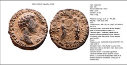 ROME MARC AURELE CONCORD AVGVSTOR TR P XVI / S|C// COS III IMP CAES M AVREL ANTONINVS AVG P M
