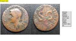 ROME DRUSUS JUNIOR PONTIF TRIBVN POTEST ITER S C DRVSVS. CAESAR. TI. AVG. F. DIVI. AVG. N