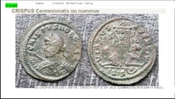 SISCIA CRISPUS VIRTVS EXERCIT/ VOT/ X/ S|F/ (HL)// (GAMMA)SIS(CROISSANT ÉTOILÉ) IVL CRISPVS NOB CAES
