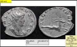 MILAN GALLIEN LEG I ADI VI P VI F GALLIENVS AVG