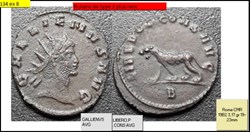 ROME GALLIEN LIBERO.P .CONS AVG Panthère marchant à gauche, B en exergue GALLIENVS AVG