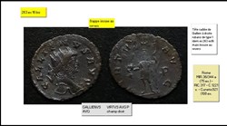ROME GALLIEN VIRTVS AVG P champ droit GALLIENVS AVG incuse au revers