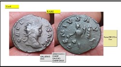 ROME GALLIEN GENIVS AVG V CHAMP GAUCHE I CHAMP DROIT GALLIENVS AVG