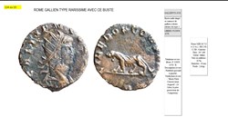 ROME GALLIEN  LIBERO.P.CONS AVG Panthère marchant à gauche, B en exergue GALLIENVS AVG