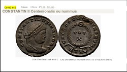 TREVES CONSTANTIN II CAESARVM NOSTRORVM/ VOT/./ X/ STR(CROISSANT)CONSTANTINVS IVN NOB C
