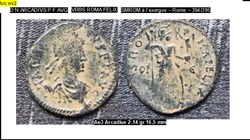 ROME ARCADIUS VRBS ROMA FELIX SMROM à l’exergue D N ARCADIVS P F AVG
