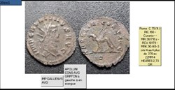 ROME GALLIEN APOLLINI CONS AVG GRIFFON à gauche Δ en exergue IMP GALLIENVS AVG