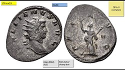 ROME GALLIEN  PAX  AVG  V  champ droit  GALLIENVS AVG