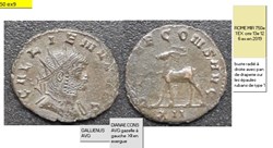 ROME GALLIEN DIANAE CONS AVG gazelle à gauche XII en exergue GALLIENUS AVG
