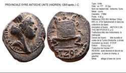 PROVINCIALE HADRIEN ANTIOCHE  autel illuminé A CHAMP GAUCHE ἔτ ζοP EN EXERGUE BUSTE DE TYCHE