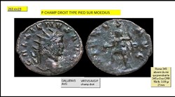 ROME GALLIEN VIRTVS AVG P champ droit VAR pied sur le moedius GALLIENVS AVG