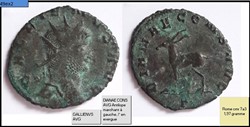 ROME GALLIEN DIANAE CONS AVG Antilope marchant à gauche, Γ en exergue GALLIENUS AVG