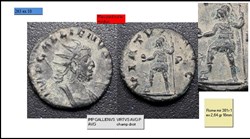 ROME GALLIEN VIRTVS AVG P champ droit VAR pied sur le moedius IMP GALLIENVS AVG